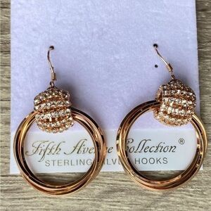 FAC Rose Gold Hoop CZ Dangle Earrings NWT​